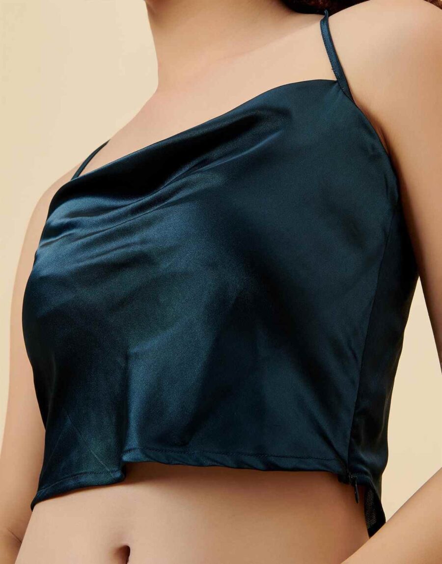 Blue Satin Crop Top - Image 5