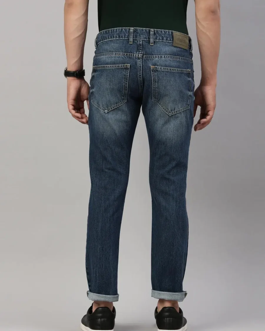 Blue Slim Fit Distressed Jeans For Men - Image 2